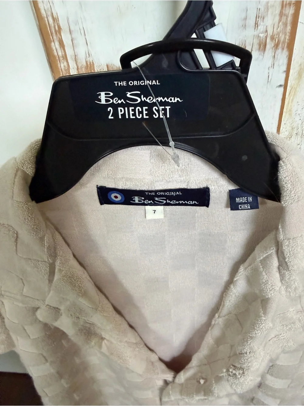 Ben Sherman Beige Check Short Sleeve Button-Up Shirt